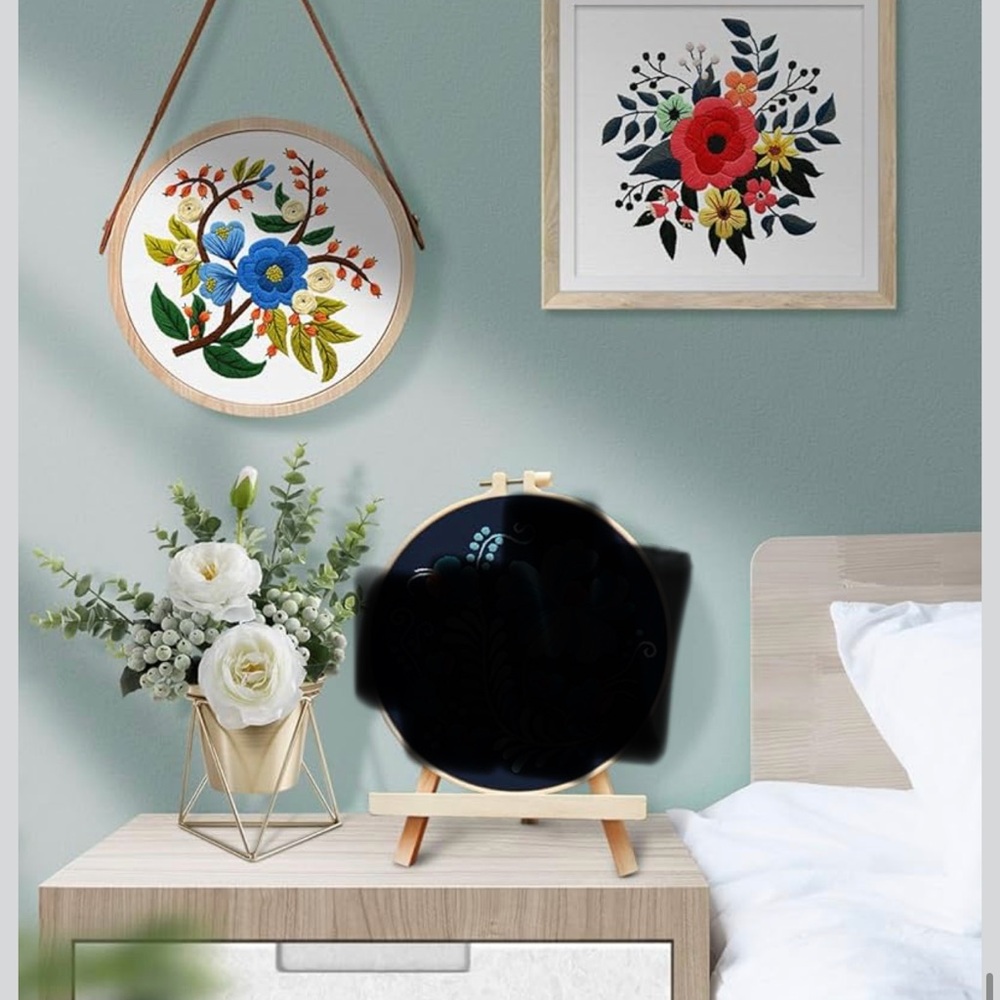 Floral Embroidery Kit Bundle 5 Sets Beginner DIY Craft Kit Hoops Thread Pattern - Picture 6 of 9